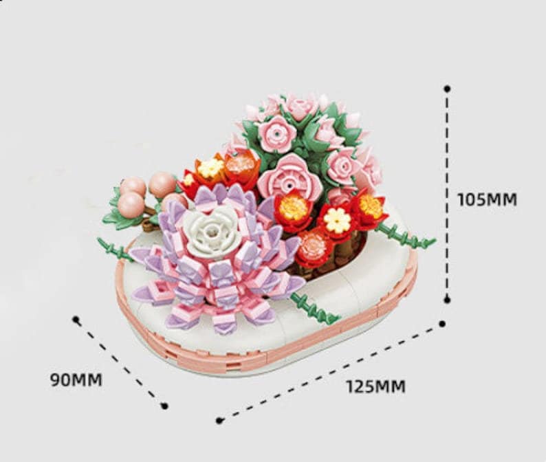 GIFT SET - DIY Luminous Succulent Building Blocks - Set of 3 Unique Flowers, Craft Your Forever Garden - Builditfy
