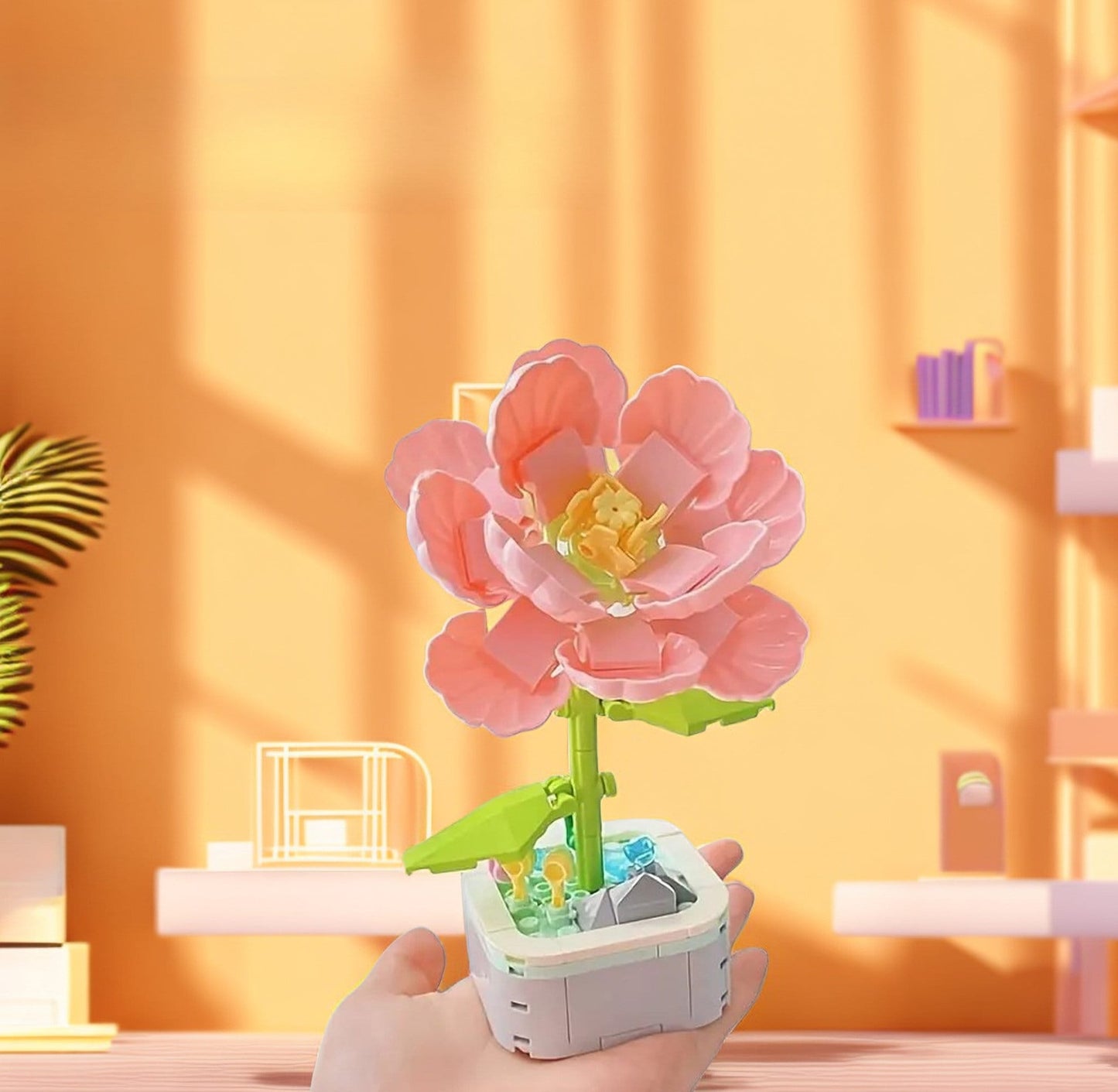 GIFT SET: Pink Hibiscus - DIY Craft Your Own Eternal Garden with Flower Building Block Kits - Builditfy