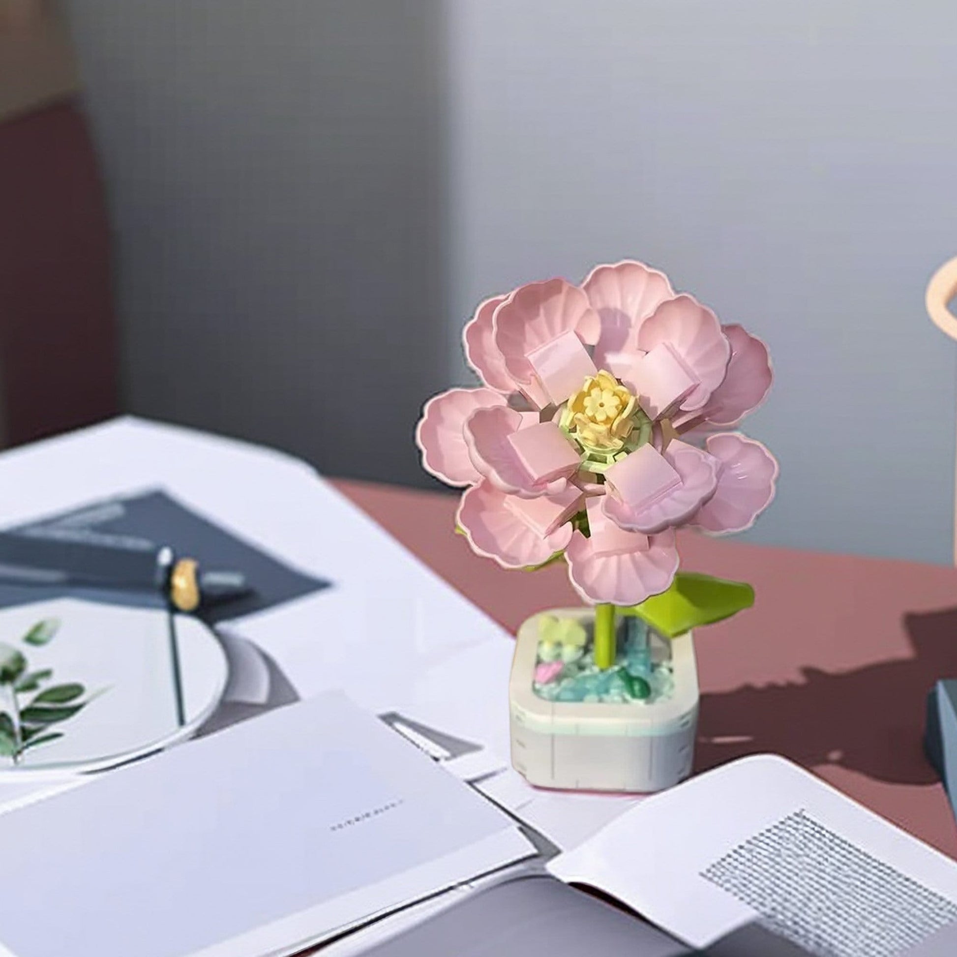 GIFT SET: Pink Hibiscus - DIY Craft Your Own Eternal Garden with Flower Building Block Kits - Builditfy