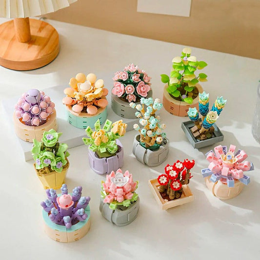 DIY Blooming Succulent Potted Plant - Building Block Flowers that Never Wilt - Create Your Own Sustainable Indoor Garden - Builditfy