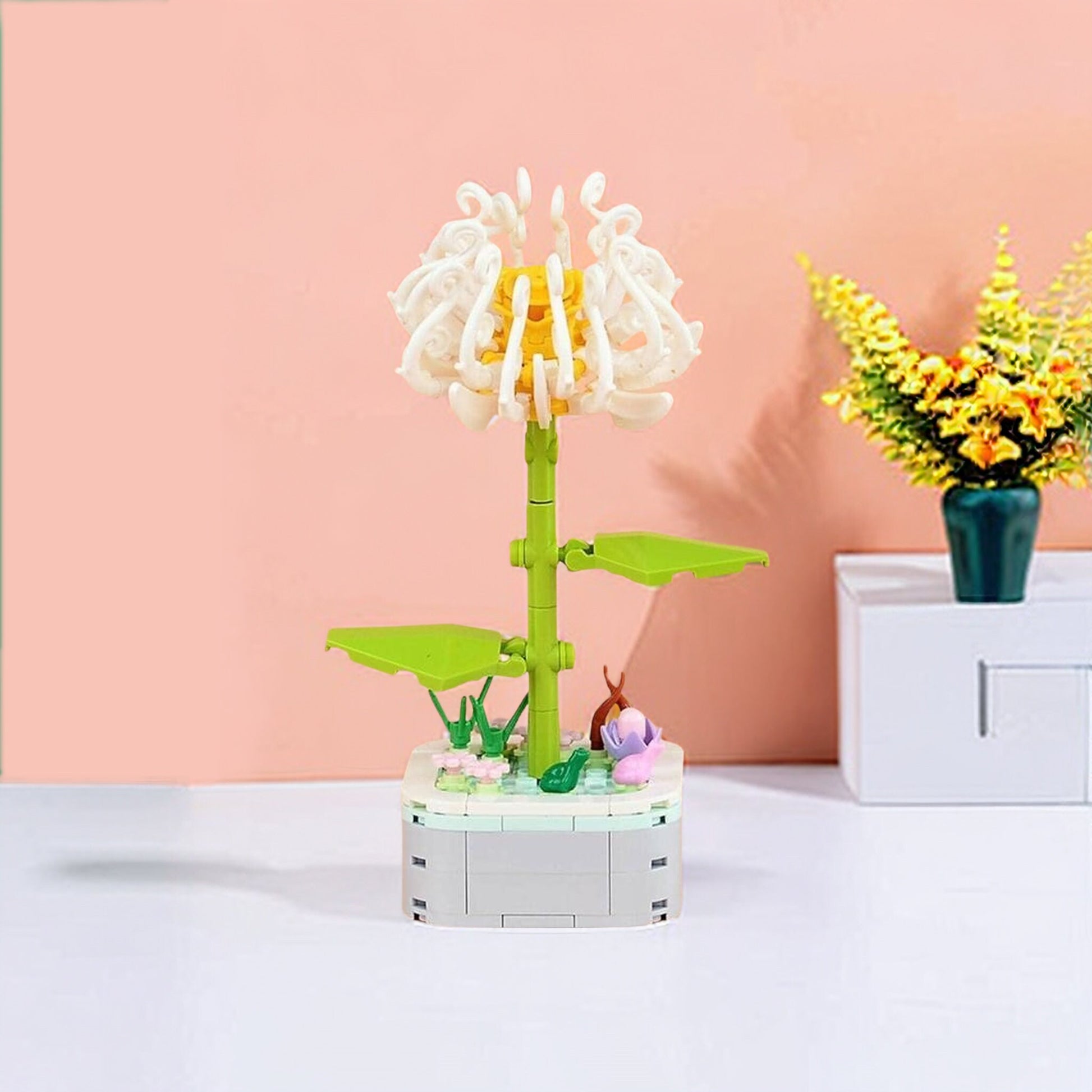 Mother's Day GIFT SET - DIY Flower Building Blocks: Carnation & White Chrysanthemum Bricks - Builditfy