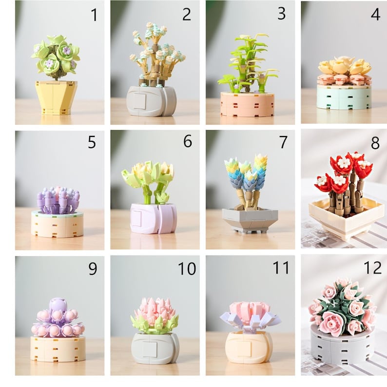 DIY Blooming Succulent Potted Plant - Building Block Flowers that Never Wilt - Create Your Own Sustainable Indoor Garden - Builditfy