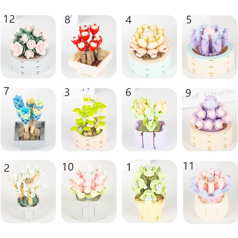 DIY Blooming Succulent Potted Plant - Building Block Flowers that Never Wilt - Create Your Own Sustainable Indoor Garden - Builditfy