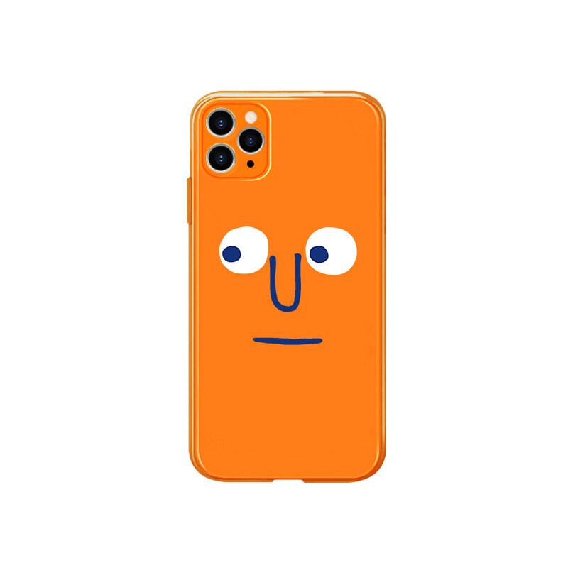 Funky Orange iPhone Case for iPhone 11, 11 Pro, 11 Pro Max, iPhone 12, 12 Pro, 12 Pro Max - Unique and Playful Design with a Funny Face - Builditfy