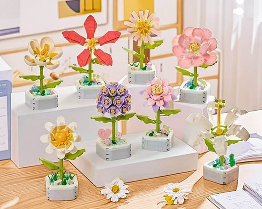 GIFT SET - DIY Floral Bliss: Craft Your Own Eternal Garden with Flower Building Block Kits - Builditfy